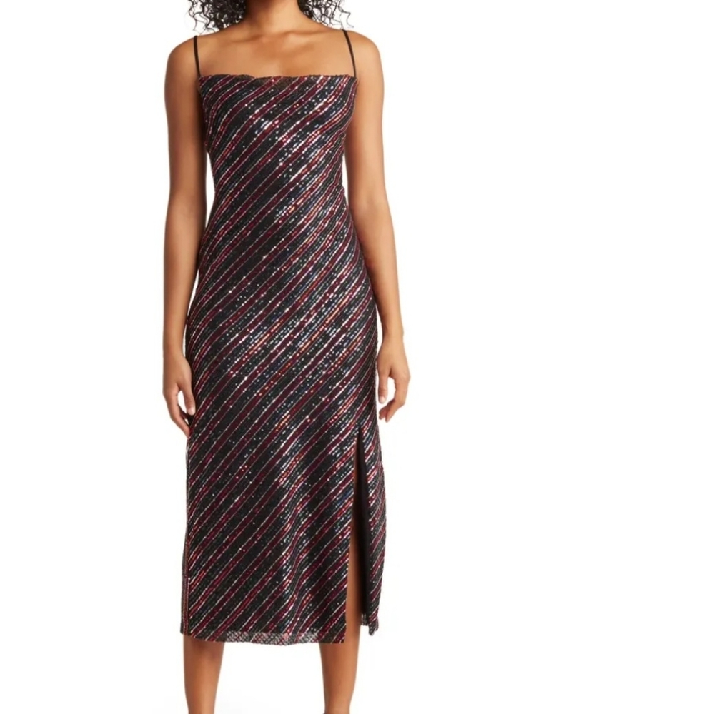 Laundry Rainbow Sequin Midi Dress